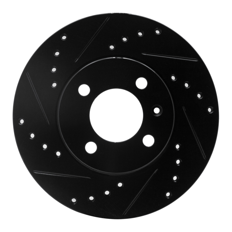 Volkswagen DERBY Brake Rotor (1) - Front Left - R1 Concepts - Drilled & Slotted - Black - `86-`08